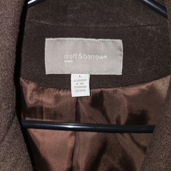 Croft & Barrow Dark Brown Pea Coat - Picture 2 of 9